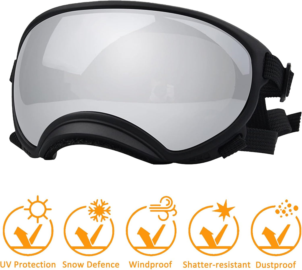 Large Dog Sunglasses, Dog Goggles with Adjustable Strap UV Protection Winproof Dog Puppy Sunglasses, Suitable for Medium-Large Dog Pet Glasses, Dogs Eyes Protection