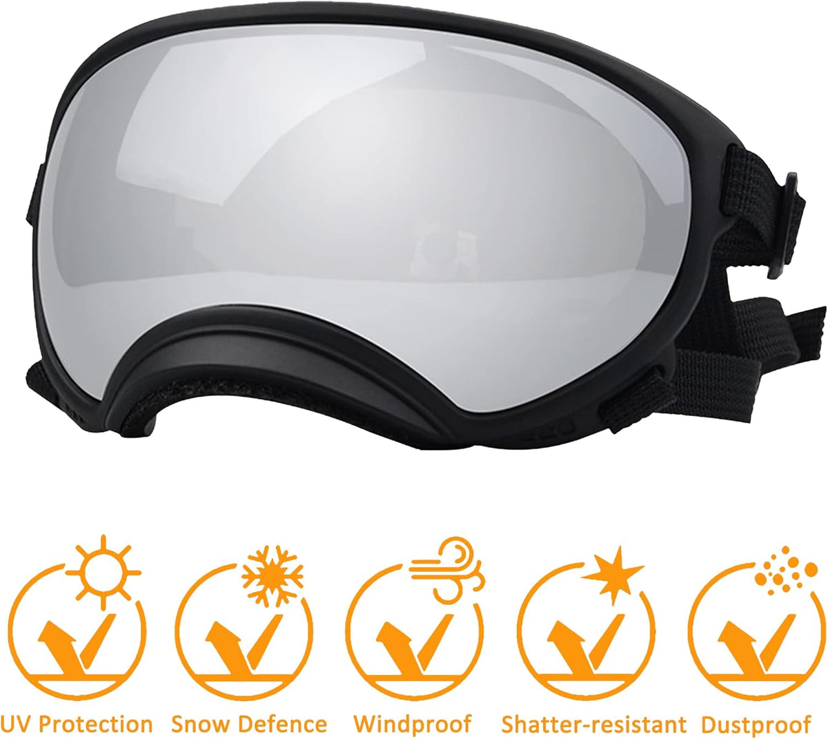 Large Dog Sunglasses, Dog Goggles with Adjustable Strap UV Protection Winproof Dog Puppy Sunglasses, Suitable for Medium-Large Dog Pet Glasses, Dogs Eyes Protection