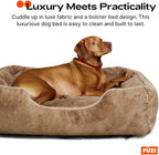 FUZI Luxury Aesthetic Dog Bed with Extra Cover for Small Dogs, Washable Pet Couch, Pet Bed with Sides, Non-Slip Bottom, Soft & Durable Calming Dog Bed, Faux Rabbit Fur, Small 25.1x16.75x9.5 Soft White