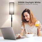 Ambimall 64'' Floor Lamps for Living Room with Remote Control and Stepless Dimmable Colors Temperature & Brightness, 9W Bulb Included(Black Lampshade & Black Pole)