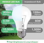 A19 LED Light Bulbs Daylight 5000K, 60 Watt Equivalent LED Bulbs, 800 LM, 15000 Hours, E26 Standard Base, Non-Dimmable, 8.5W Bright White LED Bulbs for Bedroom Living Room Home Office, 3 Pack