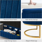 EcoHarbor Living 55.5" Storage Bench Ottoman End of Bed Bench Bedroom Bench, Upholstered Velvet Long Window Bench Large King Size with Gold Legs, Flipping Lid Entryway Footrest