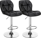 Yaheetech Bar Stools Set of 2, Modern Adjustable Kitchen Island Chairs, Black PU Leather Swivel Counter Stools for Bar, Kitchen Counter, Black
