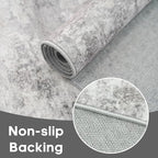 Abstract Runner Rugs 3x6 Washable Rug Non-Slip Hallway Carpet - Modern Neutral Kitchen Runners for Entryway, Bedroom, Laundry Room - Soft Low Pile Floor Mat 3x6 Grey