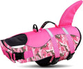 Dog Life Jacket Ripstop Dog Shark Safety Vest Adjustable Preserver with High Buoyancy and Durable Rescue Handle for Small,Medium,Large Dogs, Pink Camouflage XX-Large