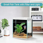 Pronetcus 2 Gallon Glass Betta Fish Tank with Heater Filter and Light, Self-Cleaning Small Aquarium Starter Kits