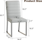 Modern Dining Chairs Set of 4, White Faux Leather Kitchen Chairs, Upholstered Armless Dining Room Chair with Gold Mental Legs Heavy Duty, Comfortable (Grey Chiars, Set of 4)