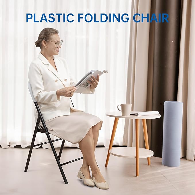 50 Pack Thicker 800 LBS White Folding Chairs, Commercial Grade Folding Chair, Foldable Chairs for Events