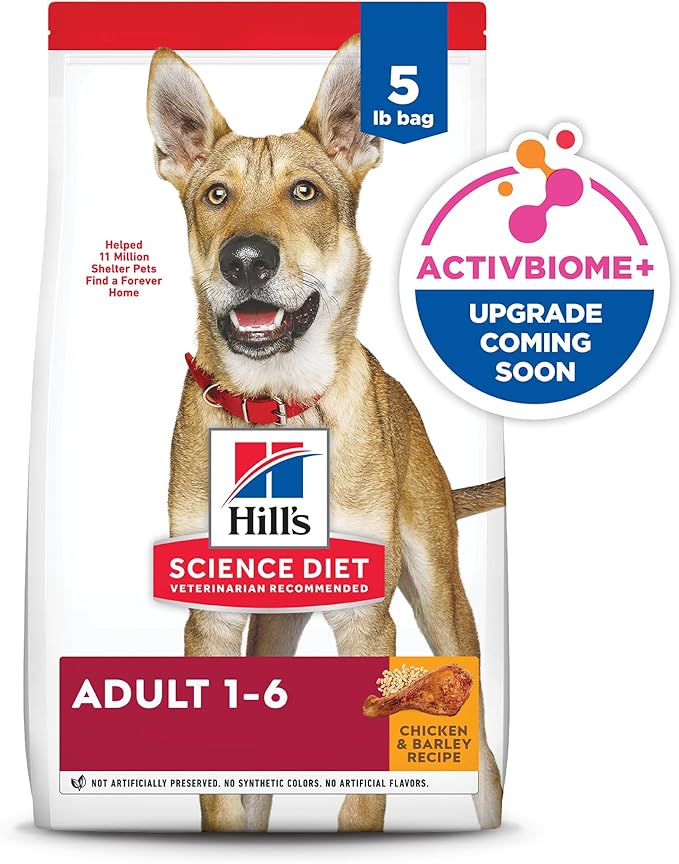 Hill's Science Diet Adult 1-6, Adult 1-6 Premium Nutrition, Dry Dog Food, Chicken & Barley, 5 lb Bag