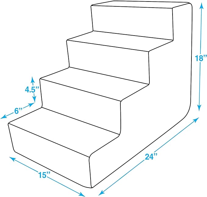 Best Pet Supplies Dog Stairs & Steps - Foam Steps for Small Dogs & Cats, Non-Slip Indoor Balanced Pet Step Support, Dog Ramp, No Assembly, Gray Lattice Print, 4-Step (18-inch Height)