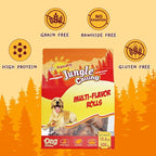 Jungle Calling Multi Flavor Rolls Dog Treats, Made with Real Chicken Duck Beef Meat, Peanut Butter Flavor Rawhide-Free Dog Snacks, Health Skin and High Protein Dog Treat, 10.6 oz