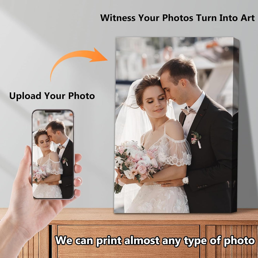 Personalized Custom Canvas Prints with Your Photos & Text, Customized Picture Print, Transform Own Images Into Framed Wall Art Digitally Printed Photo to Canvas, Keepsakes Gifts for Family 48x24’’