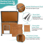 Feral Dog House Outdoor,Anti Bite Iron Frame Dog Kennel,Wood Warm Pets Home,Insulated Weatherproof Outside Shelter for Feral Animal (33.5"(L)×22"(W)×25.2"(H)-Brown-in)