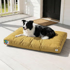 Sytopia 36 Inch Canvas Outdoor Dog Bed for Large Dogs, Durable Dog Bed with Waterproof Machine Washable Removable Cover, Indoor Patio Pet Pad for Crate, Green, Yellow