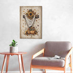 Christian Fall Wall Art Autumn Rustic Cross Sunflower Pumpkin Wall Decor Fall for Jesus He Never Leaves Pictures Painting Print Framed Artwork Decorations Gifts for Living Room Bedroom Prayer Room Office 16"x24"