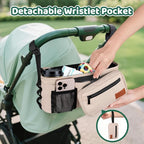 Guiseapue Universal Stroller Organizer with Cup Holder: Baby Essentials, Stroller Caddy with Shoulder Strap, Detachable Phone Bag, Stroller Accessories, Chirstmas New Moms Baby Gifts