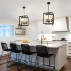 Lantern Pendant Light, 4-Light Gold Chandelier,Modernized Ceiling Hanging Light Fixture for Bedroom Kitchen Island Foyer Living Room Dining Room Hallway
