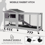 2-Story Indoor Rabbit Hutch with Chew-Proof Outdoor Rabbit Cage with 6 Locking Casters Bunny Cage 2 Pull-Out Trays Guinea Pigs Cage 62"
