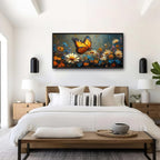 Large Butterfly Daisy Wall Art for Living Room, Floral Landscape Canvas Oversized Wall Decor, Flower Scenery Aesthetics Framed Pictures Painting Print Artwork for Bedroom Office 60"L x 30"W
