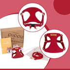 Puppytie No Pull Small Dog Harness with Multifunction Dog Leash,Lightweight Soft Adjustable No Choke Escape Proof Pet Harness Vest Pet Harness Vest,red-Camellia,S