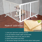 ZJSF Freestanding Indoor Dog Gate for House Foldable Wood White Puppy Gate for Doorways Pet Gate for Stairs Extra Wide Pet Fence 24" Height 4 Panels