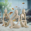 3 Pcs Fish Aquarium Decor Ornaments Minimalist Sandstone Thinker Statue Fish Tank Decorations Small Accessories Resin Abstract Home Decor Fish Toy for Betta Cichlid Goldfish Shrimps Hermit Crabs
