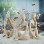 3 Pcs Fish Aquarium Decor Ornaments Minimalist Sandstone Thinker Statue Fish Tank Decorations Small Accessories Resin Abstract Home Decor Fish Toy for Betta Cichlid Goldfish Shrimps Hermit Crabs