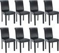 Westice Dining Room Chairs Set of 8 Upholstered PU Leather Kitchen Chairs Dining Room Side Chair with Nailhead Trim and Rubber Wood Legs for Small Space Apartment, Black