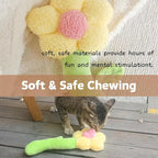 Catnip Refillable Interactive Cat Toy with Crinkle Sound, Flower Kicker Toy for Indoor Cats, Includes 6-Pack Catnip Pouches, Chew, Food Puzzle for Kitten Enrichment