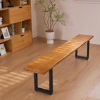 "Durable Solid Wood Top Bench with Sturdy Metal Legs – Versatile Dining & Office Seating - Multi-Size Options Ideal for Living Room, Dining Room, and Home Office" (dark yellowbench, 78.74in)
