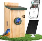 Smart Bird House with Camera, Solar Powered Bird House for Outdoor with 2K HD Cam, 2.4G WiFi, Night Vision, Motion Detection & 16GB SD, Watch Bird Nesting & Hatching in Real Time, Waterproof