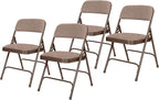 OEF Furnishings OEF2200 Series Heavy-Duty Premium Fabric Padded Upholstery Double-Hinged Folding Chairs (4-Pack, Honey Brown)