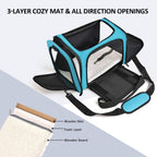 Pet Carrier for Small Medium Cats Puppies up to 15 Lbs, Airline Approved Small Dog Travel Puppy Carrier Soft Sided, Collapsible - Blue