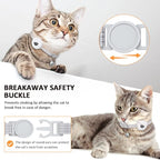 Apple AirTag Cat Collar, GPS Tracker with Reflective Breakaway Design, Lightweight Kitten Collar with Bell (Gray/Luminous Blue)