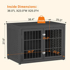 38" Heavy Duty Dog Crate Furniture for Large and Medium Dogs,Wooden Metal Kennel for High Anxiety Dogs, Chew Proof Pet Cage Indoor, Decorative Dog Kennel End Table