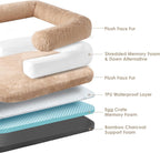 EHEYCIGA Foldable Human Dog Bed, Orthopedic Memory Foam Human Sized Dog Bed, Waterproof Pet Bed for People, Faux Fur Pet Couch for Adult, Camel, 72"x44"x11"