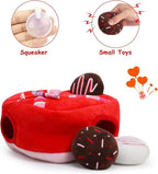 Hollypet Squeaky Dog Toy, Interactive Plush Hide and Seek Dog Toys for Small Medium Sized Dogs and Non-Aggressive Chewers, Puppy Teeth Clean Chew Toys, Valentine's Day Chocolate