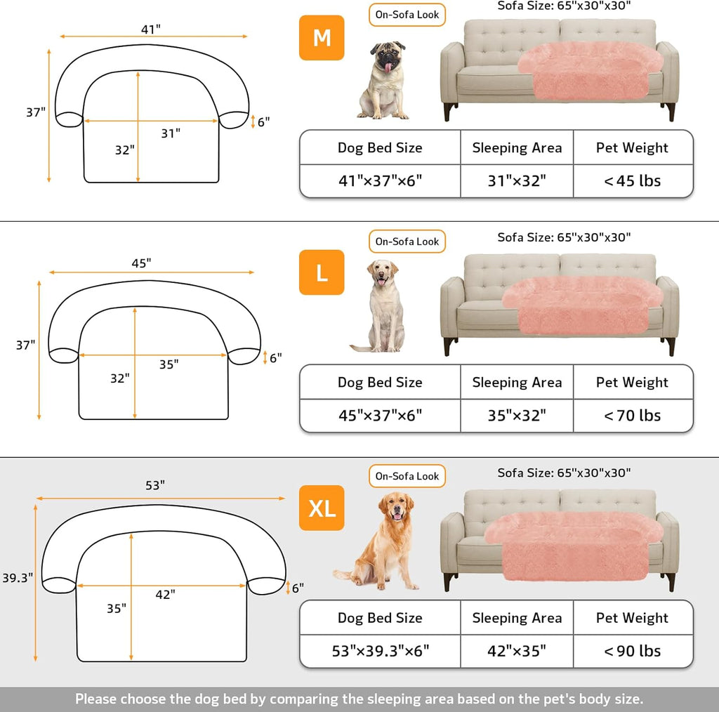GGIB Calming Dog Bed Fluffy Plush Dog Mat for Furniture Protector with Removable Washable Cover for Large Medium Small Dogs and Cats (Extra Large (53x39.3x6), Pink)