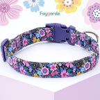 Faygarsle Cotton Dog Collar Cute Dog Collars for Small Medium Large Dogs Purple Floral Colored Options Soft and Fancy Pet Collars for Girls Flower Pattern for Girl Dog Collar XS