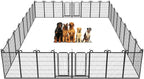Dog Playpen Outdoor 32 Panels Heavy Duty Dog Fence 47" Height Anti-Rust with Doors Portable for RV Camping Yard, Total 71FT, 406 Sq.ft, Snowy Black