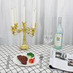 Metal Candelabra 5-Candle 10.1 Inch Tall Candle Holder Stick for Home Wedding Event and Party Festival,Gold