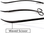 Aquascaping Tools 7 in 1 Kit Aquarium Plant Scissors Tools Set Curved & Waved Scissor Tweezers Spatula Stainless Steel Anti Rust Tools for Aquascape Black