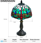 Exquisite Dragonfly Tiffany Style Table Lamp,Handcrafted Stained Glass Lamps for Bedroom, Living Room Decor,8-Inch Small Tiffany Lamp with LED Bulb.
