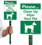 SmartSign10 x 7 inch Please Clean Up After Your Pet Yard Sign with DOG Graphic, 40 mil Laminated Rustproof Aluminum, 21.5 inch tall Sign and Stake Kit by SmartSign, 100+ Years of Sign Expertise