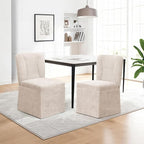 Upholstered Dining Chairs Set of 2, Kitchen Table Chairs, Modern Dining Room Chairs with Metal Frame & Linen Fabric, Beige