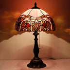 Tiffany Table Lamp Stained Glass Lamp 12X12X19 Inch Antique Reading Light (Pink Jewelry)