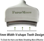 Pet Deshedding Tool with Curve Blade, Cat Grooming Brush, Tight V-shaped Teeth Shedding Comb for Cat and Small Dog (White, Small)