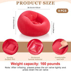 Realspring 9 Pcs Bean Bag Chairs for Adults Inflatable Chairs with Electric Air Pump,Blow up Couch Folding Portable Inflatable Couch Lazy Sofa for Reading Living Room Camping (Red)