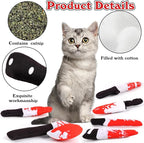 FOIMAS 6pcs Catnip Toys,Knife Shaped Catnip Toys Horror Teething Chew Plush Toys for Cat Kitten Teeth Cleaning Inreractive Toys Indoor Outdoor Halloween Christmas