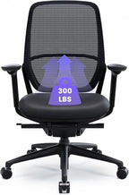 COLAMY Ergonomic Office Chair with Adjustable Seat Depth, 4D Armrests, Lumbar Support, Breathable Mesh Back, Leather Seat Cushion, and Recline Lock – Ideal Executive Desk Chair for Professionals
